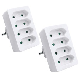 ExtraStar 4-Way Multiple Socket with Child Lock, Socket Adapter, 2 Pieces, Max. 2300 W, White