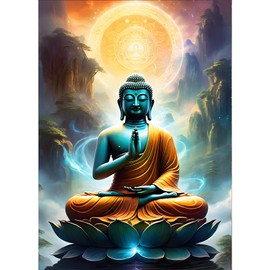 GDYEEH Buddha Diamond Painting Adults, 5D Fairytale Land Diamond Art Pictures Beginners, DIY Round Full Drill Dreamland Diamonds Painting Embroidery Cross Stitch Gifts Home Wall Decor 30 x 40 cm