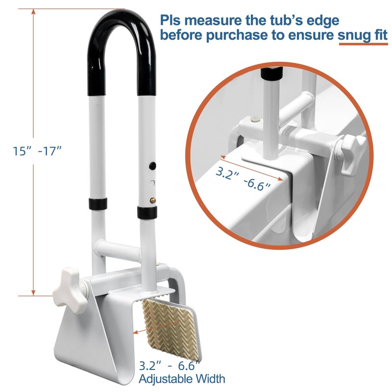 HEPO Adjustable Bathtub Grab Bars for Seniors, Bath Safety Grab