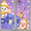 6Pcs Christmas Window Clings Gold Snowman Santa Claus Window Decorations