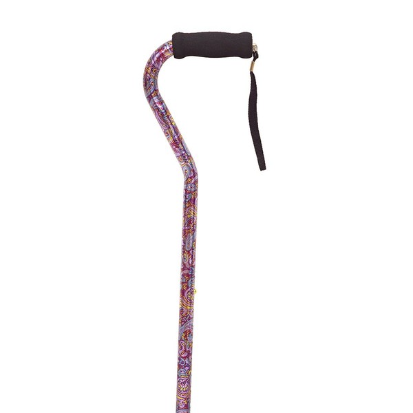 Essential Medical Supply Designer Offset Handle Cane in Paisley