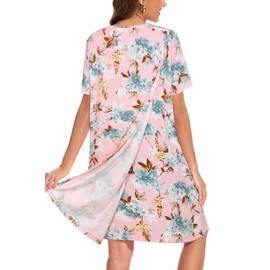 AVIIER Hospital Gowns for Women Open Back Adaptive Clothing Nightgowns Post Shoulder Surgery Dress Pink Floral XL