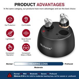 iBstone Hearing Aids, Rechargeable Hearing Aids to Assist Hearing for Seniors Adults, Mini Completely-in-Canal Digital Hearing Devices with Noise Cancellation, OTC, Pair