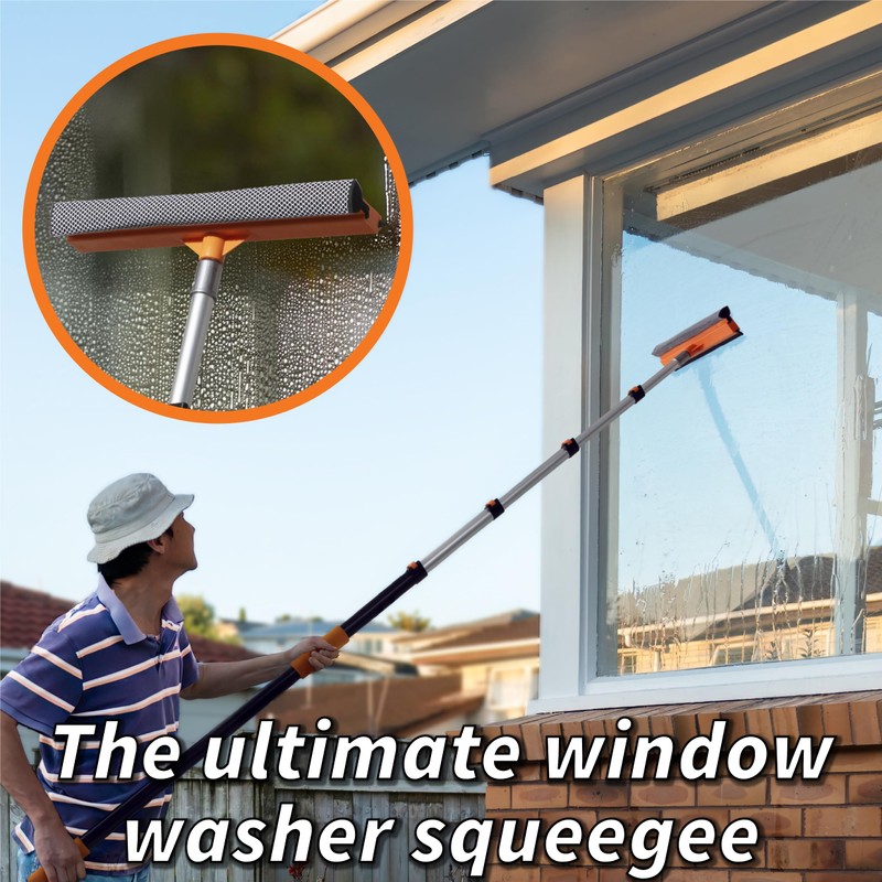 4-12 ft Window Washer Squeegee Kit with Extension Pole (20+