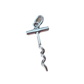 The New Sterling Silver 3D 25X12Mm Simple Cork Screw Corkscrew Wine Charm Handcrafted, universal fit, vibrant enamel, secure artisan design SIMP0E01631