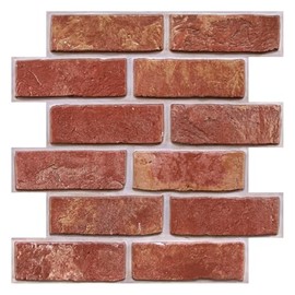COMSTICKC 3D Faux Red Brick Wall Panel Peel and Stick,10 Pcs 12"X12", Small Brick, Ultra-Light Thin PVC Decorative Tile Wall Sticker, Designed for Quick DIY Wall Upgrades Indoor