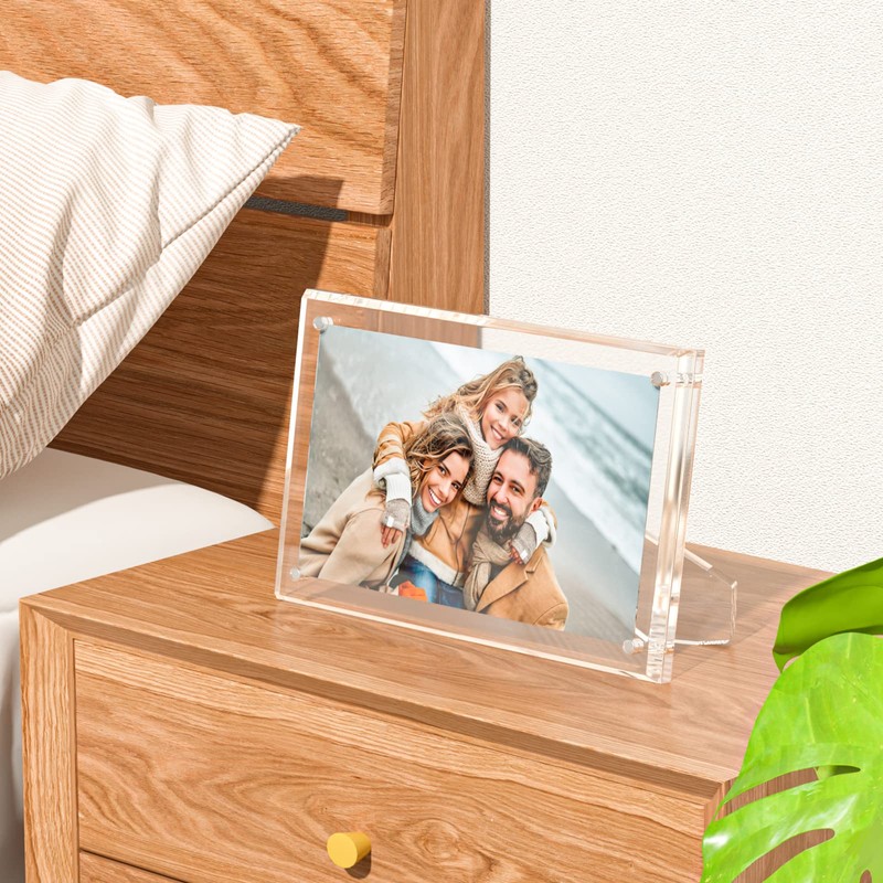 NIUBEE 4x6 Picture Frame, Acrylic Clear Photo Frame with Magnets