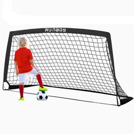 RUNBOW 6x4 ft Portable Kids Soccer Goal for Backyard Practice Soccer Net with Carry Bag (Black, 1 Pack)