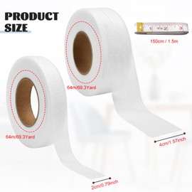 LPAMABA 64 m x 2 cm 64 m x 4 cm hem tape for ironing ironing tape curtains seam tape for ironing hem tape for shortening curtains without sewing hem fleece tape curtain tape splicing 20/40 mm textile