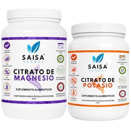 Citrato De Magnesio Y Citrato De Potasio 1000 Cápsulas C/u. SAISA HERBAL