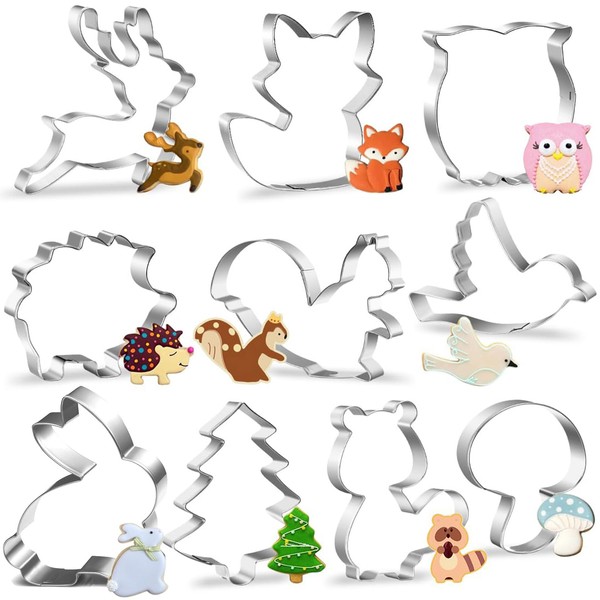 10 Piece DIY Forest Animal Cookie Cutter Set, Large Baking