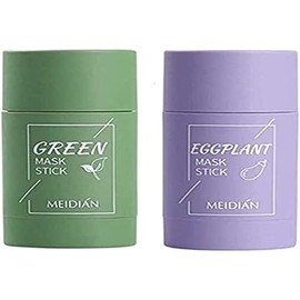 REMIFA 2pcs máscara de arcilla purificadora de té verde, máscara exfoliante de té verde limpieza profunda de puntos negros, control de aceite de berenjena y textura fina de la piel, hidratante