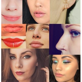 Masedy 12Pcs 20G 316L Stainless Steel Nose Rings Hoop Tragus Cartilage Septum Ring Lip Piercing 10MM