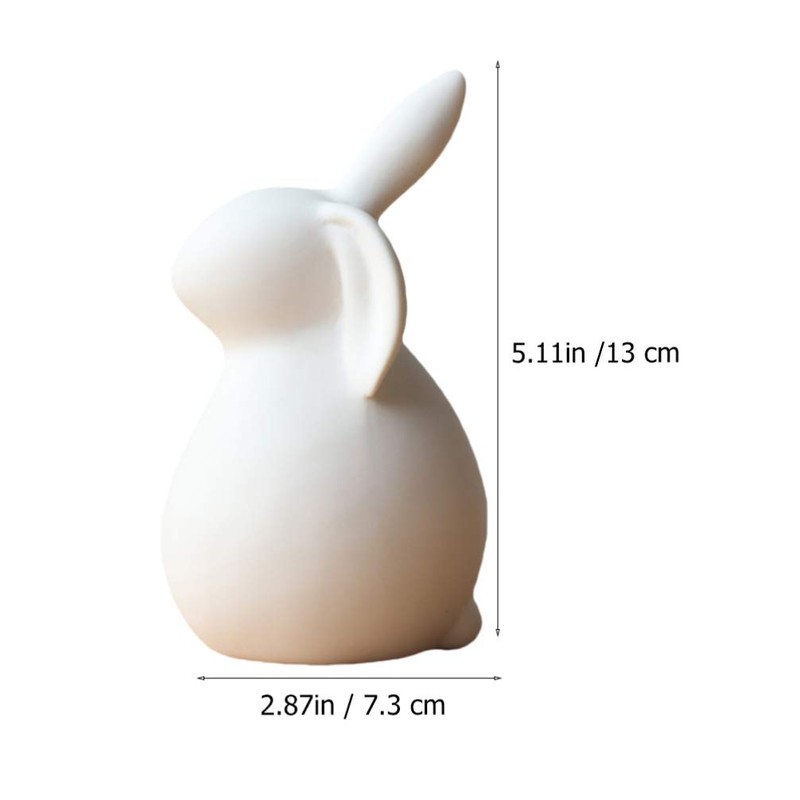 PRETYZOOM Ceramics Bunny Figurine Easter White Bunny Figurines Home Decor