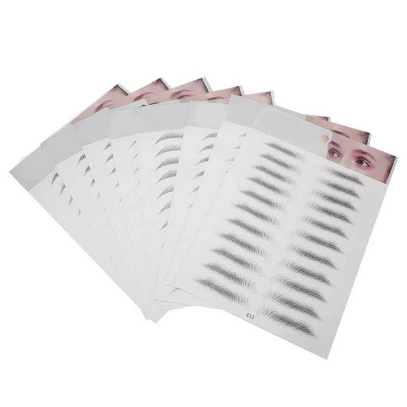 8pcs Tattoo Eyebrow Sticker Waterproof Breathable Long Lasting False Eyebrows