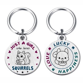 FALOGI Just A Girl Who Loves Squirrels Gifts, Lucky Squirrel Gifts for Women, Squirrel Lover Birthday Keyring for Girls
