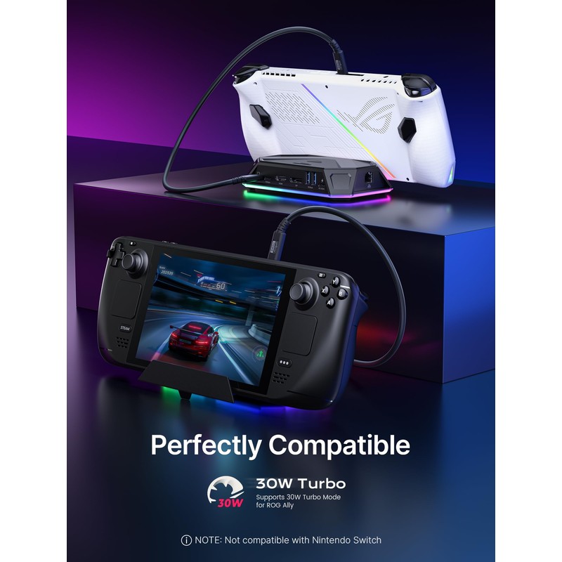 JSAUX RGB Docking Station for Steam Deck (OLED)/ROG Ally/Legion Go,