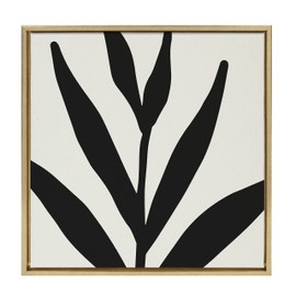 Kate and Laurel Sylvie Modern Botanical Neutral Abstract 1 Framed Canvas Wall Art by The Creative Bunch Studio, 22x22 Gold, Decorative Botanical Print for Wall
