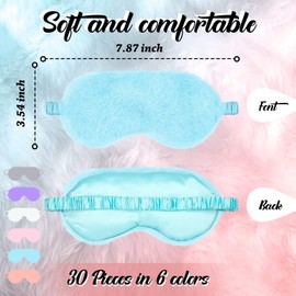 Hercicy 30 Pieces Plush Sleep Eye Mask Bulk Soft Blindfold Comfortable Fluffy Eye Cover for Women Protection Travel Nap Gift Birthday Sleeping Party Favor