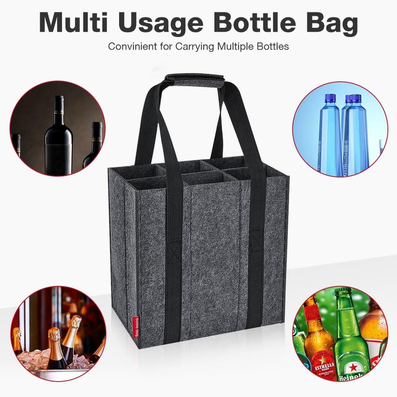 Eurhomewit Bottle Bag, gray, Bottle carrier bottle bag, felt bottle