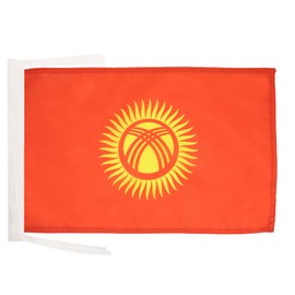 Kyrgyzstan Flag 18'' x 12'' cords - Kyrgystani SMALL flags 30 x 45cm - Banner 18x12 in - AZ FLAG