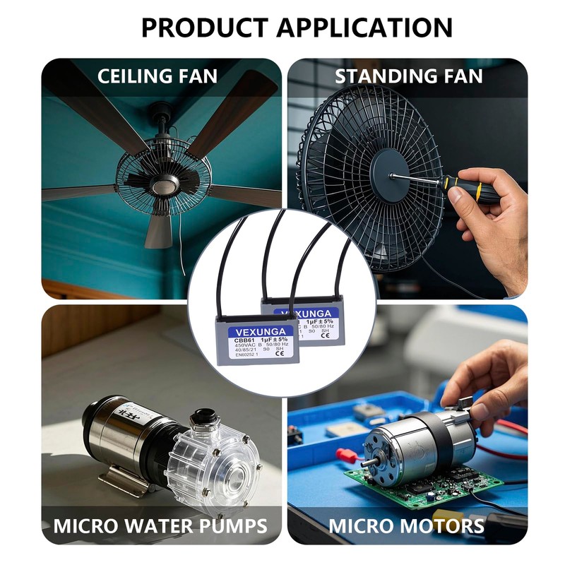 VEXUNGA CBB61 Capacitor 1µF 450V AC Fan Capacitors Air Conditioning