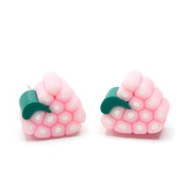 Miniblings Grape Stud Earrings Grape Fruit Pink Handmade Fashion Jewellery, Polymer Clay