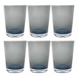 Baum Brothers Juego Vasos Cristal 445 Ml Lisos Color Gris Modernos
