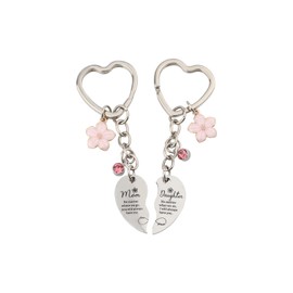 Mikovivi 2pcs Mother Daughter Heart Keychain, Heart Shaped Matching Keychains Delicate Mother Keychain Mother's Gifts from Keychains for Mom