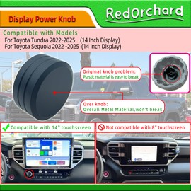 RedOrchard Overall Metal Material Display Radio Volume Knob Power Control Switch Fit for Toyota Tundra & Sequoia 2022 2023 2024 2025 14 Inch Display