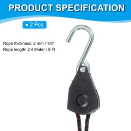 PATIKIL 4 Pcs Kayak Rope Tie Down Straps, 1/8" x 8 ft Heavy Kayak Rope Strap Canoe Bow and Stern Tie Downs Cable Adjustable Hanger Ratchet Transport Accessories