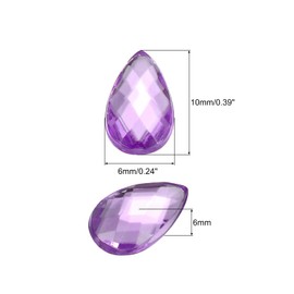 MECCANIXITY 50PCS Flat Back Acrylic Teardrop Gems 6x10mm Artificial Rhinestones for DIY Crafts Bead Wedding Party Face Painting Jewelry Making Pale Purple