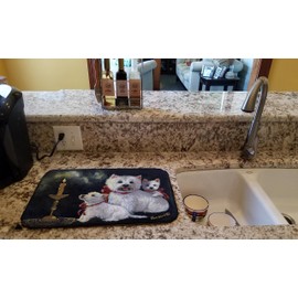 Caroline's Treasures PPP3288DDM Westie Westie's Aglow Dish Drying Mat Absorbent Dish Drying Mat Pad for Kitchen Counter Dish Drainer Mat for Countertop, 14 x 21", Multicolor