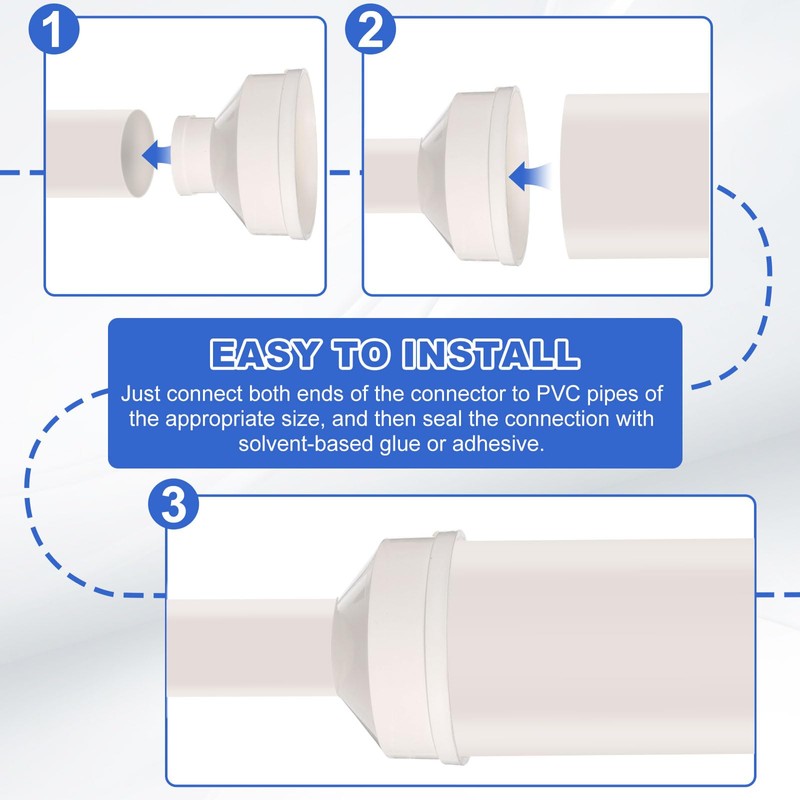 Duct Reducer 6"to2" PVC Round Duct Adapter Connector Fits DWV