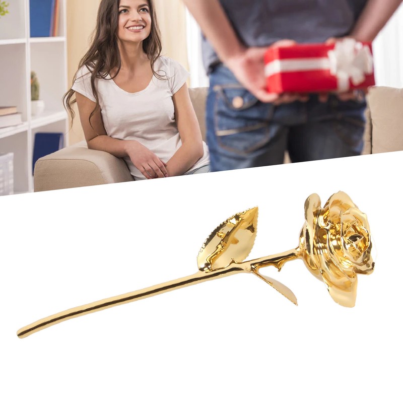 24K Gold Plated Rose Clear Texture Romantic Exquisite Long Lasting