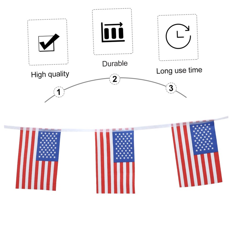 WHAMVOX 1 String American Flag Bunting Decoration Sturdy Independence Day
