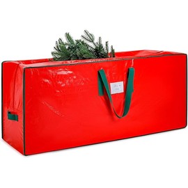 KRYSTY Christmas Tree Storage Bag - Fits Up to 7.5 Foot Xmas Holiday Tree, Zippered Bag, Carry Handles, Durable Waterproof Material, Protects Against Dust and Moisture, Red