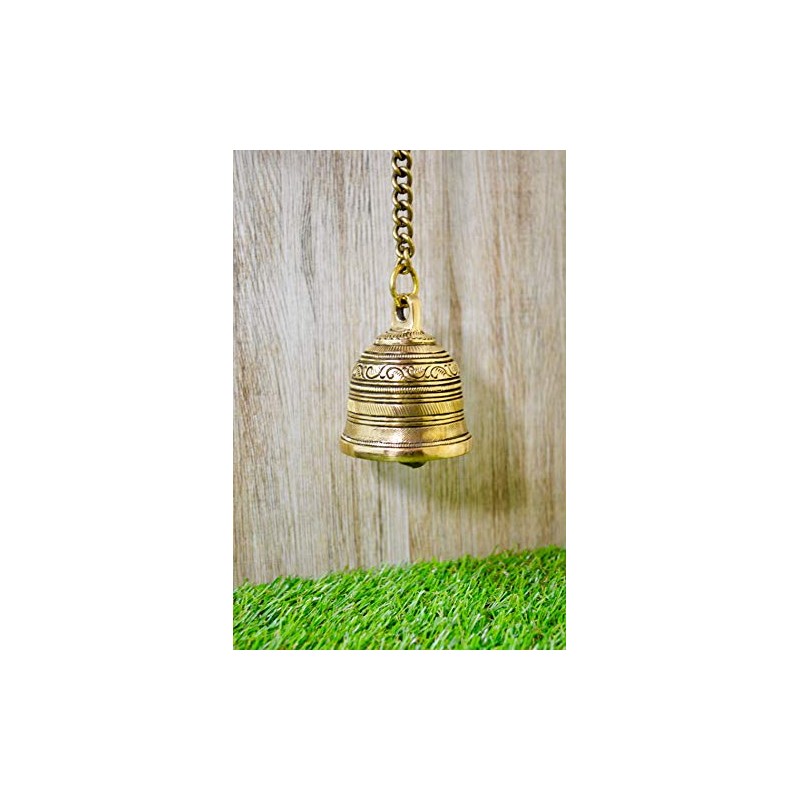Aakrati Wall Bell with Brass Chain and Hooks for Gates,