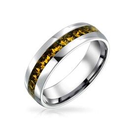 November Birth Month Yellow Crystal Eternity Band Ring In Silver Toned Stainless Steel