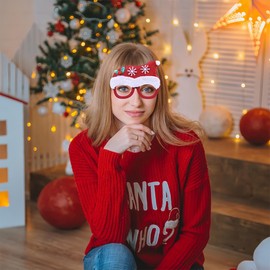 NJCXOLA Pack of 8 Christmas Glasses Funny Glasses Glittering Party Glasses Frame Christmas Photo Props Creative Christmas Glasses Cute Party Glasses for Christmas Costume Decoration Party Decoration,