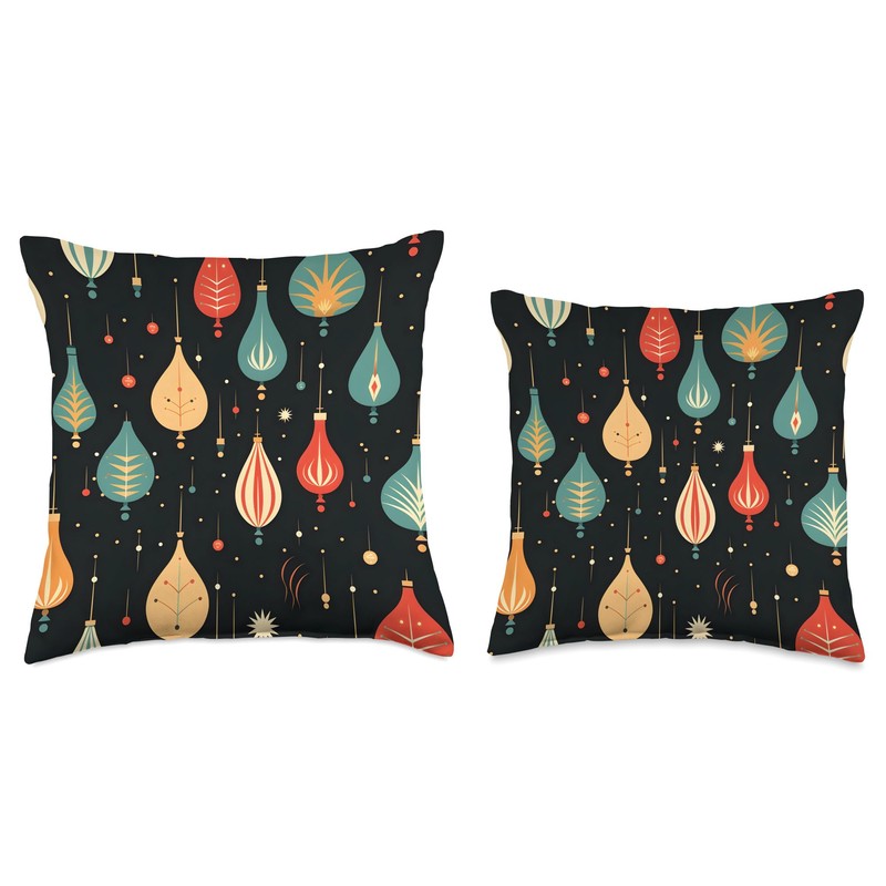 Mid Century Modern,Christmas Holiday, Retro 50's, Nostalgic Throw Pillow