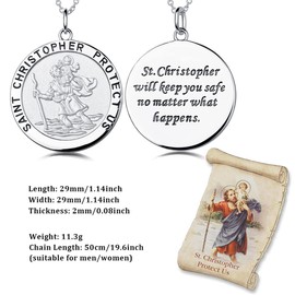 ZDaoBen St Christopher Medal St Christopher Necklace St Christopher Medal for Men Saint Christopher Medal Necklace Pendant for Women Antique Religious Protector Talisman Necklace Pendant