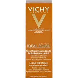 Vichy Ideal Soleil Self-Tanning Milk for Face and Body, Self Tanner with Shea Butter, For Up to 8 Hours of Moisture and a Uniform Tan, 100 ml