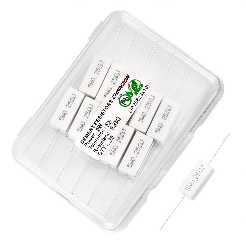 Chanzon Pack of 10 5W Cement Resistor 0.25Ω Ohm ±5%