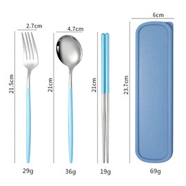 Cutlery Set, Stainless Steel, Chopsticks, Fork, Spoon, 3-piece Set, with Case, Combination Set, Outdoor, Portable Tableware Set, Hygiene, Students, Adults, Tableware Set, For Lunches, Work, School
