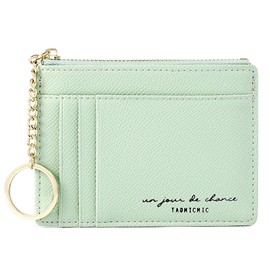 Women's Genuine Leather Purse, Small Wallet, Smooth and Soft Synthetic Leather, Mini Short Purse, Women Leather with Zip Wallet, Green, Green, Classic