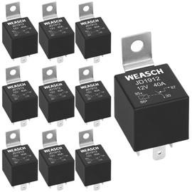 Weasch 10 Pack JD1912 Car Relay, 12V 40A, 4 Pins SPST, Automotive Switches and Starters, Waterproof Relay for Boat Tractor Truck Motorcycle (10)