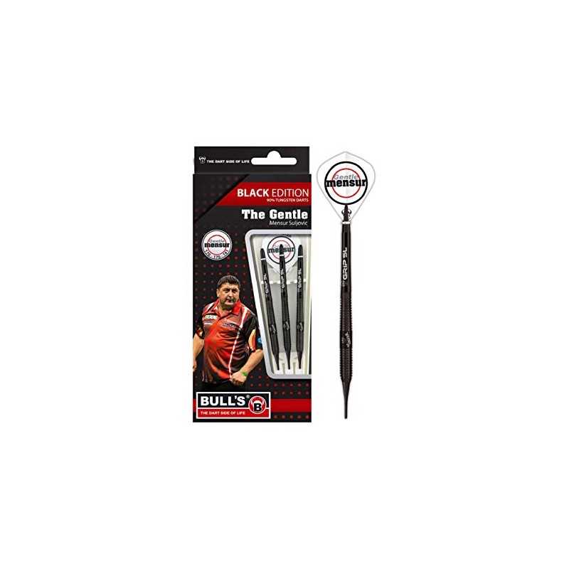 BULL'S Erwachsene Champions Mensur Suljovic Black-Edition Soft Dart 18g, Schwarz,