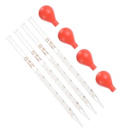 PATIKIL 3ml Glass Dropper Pipettes, 4pcs Lab Graduated Scaled Tool Straight Tip Droppers for Liquid Essential Oil Transfer, with Red Rubber Cap