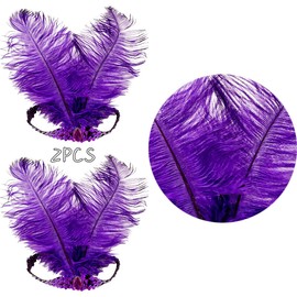 XKTEI 2pcs Sequins Feather Headpiece,1920s Flapper Headband,Mardi Gras Carnival Party Headwear Costume Accessory,Women Girls Headdress (Purple)